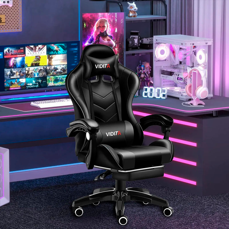 Silla Gamer Vidita Gx2000 Ergonómica Presidencial Reclinable Con Reposapiés Videojuego Pc Professional
