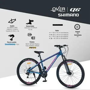 Bicicleta de montaña Overtech Q6 R29 Talle L