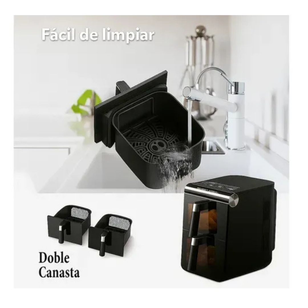 (Promoción 🔥) Freidora De Aire Novohome Doble Canasto 12 L Vertical 1700 W