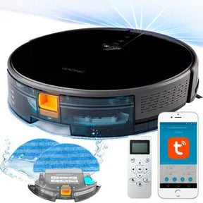 (Promoción de cumpleaños 🔥) Aspirador de pó robô inteligente 115 W com WiFi e 3 modos, base preta 