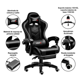 Silla Gamer Vidita Gx2000 Ergonómica Presidencial Reclinable Con Reposapiés Videojuego Pc Professional