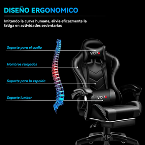 Silla Gamer Vidita Gx2000 Ergonómica Presidencial Reclinable Con Reposapiés Videojuego Pc Professional