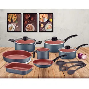 (Promoción de cumpleaños 🔥) Batería de Cocina Tramontina Turim 10 Piezas 20298/614 Negro