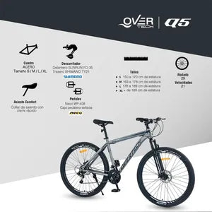 Bicicleta de montaña Overtech Q5 R29 Talle M