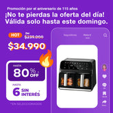 Freidora de Aire Novohome Digital 8Lts Doble Canastos 4+4 1700W NH-AF DUAL 100W.