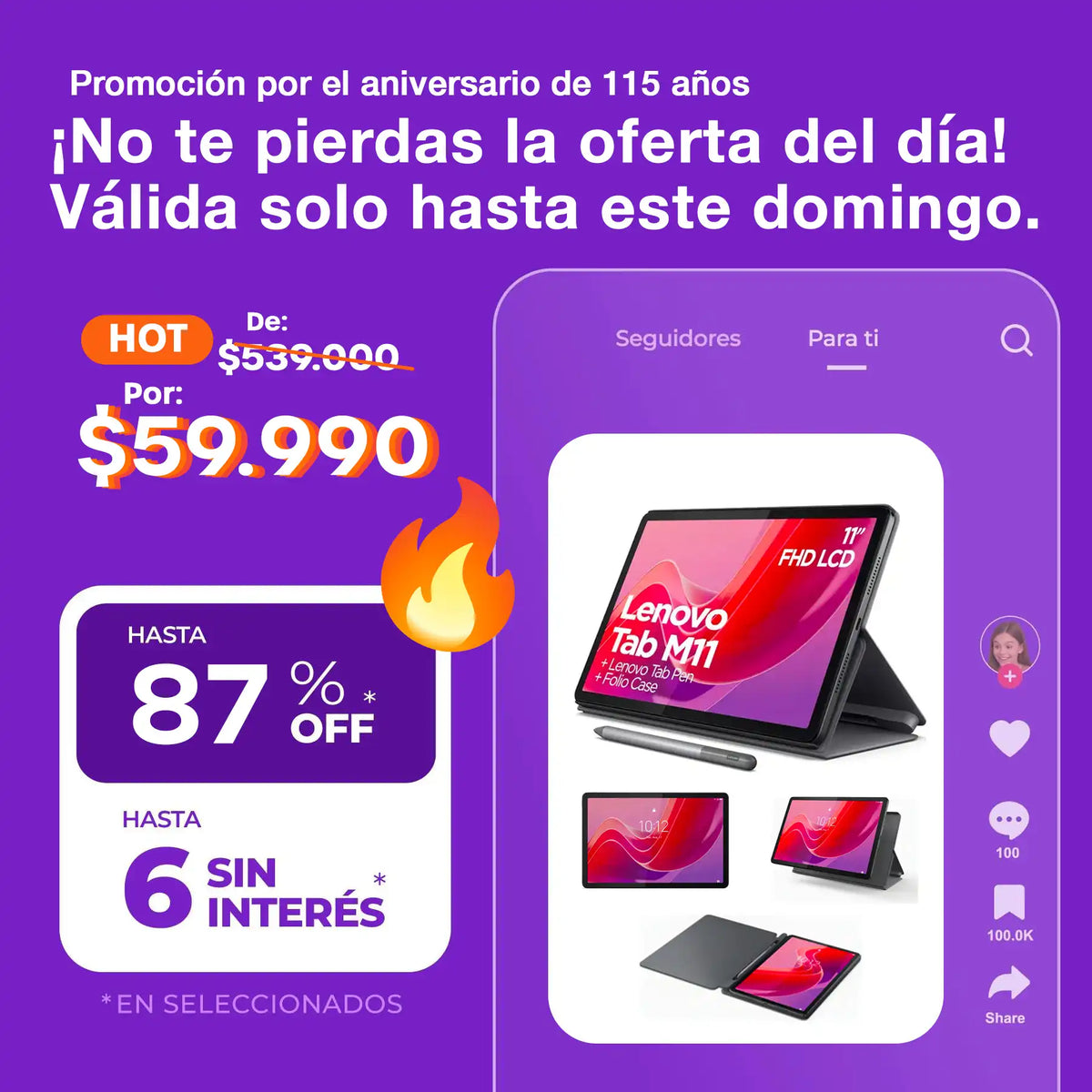 Tablet Lenovo Tab M11 8GB RAM 128GB Funda Lápiz 11'' Wuxga Color Gris Oscuro