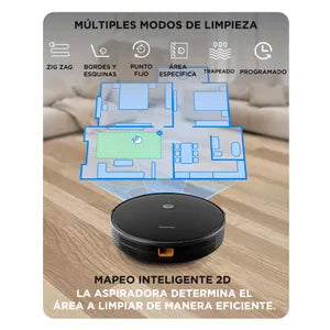 (Promoción de cumpleaños 🔥) Aspirador de pó robô inteligente 115 W com WiFi e 3 modos, base preta 