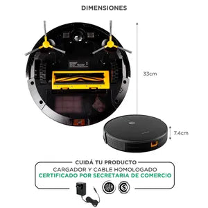 (Promoción de cumpleaños 🔥) Aspirador de pó robô inteligente 115 W com WiFi e 3 modos, base preta 