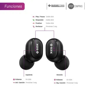 Auriculares Suzuki TWS negros