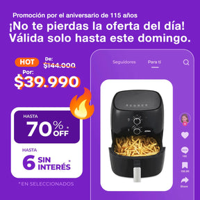 .Freidora De Aire Atma Fr60mabp 1300 W 6.5 L Con Temporizador- 