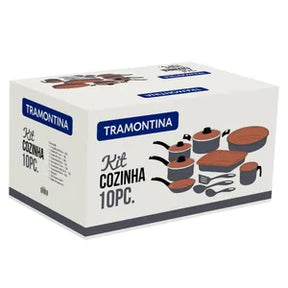 (Promoción de cumpleaños 🔥) Batería de Cocina Tramontina Turim 10 Piezas 20298/614 Negro
