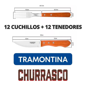 Juego de Cubiertos Jumbo para Barbacoa Tramontina de 24 Piezas Color Marrón