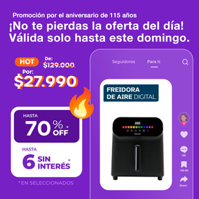 (Promoción de cumplimiento🔥) Freidora de aire digital 6L Philco FR256PHP