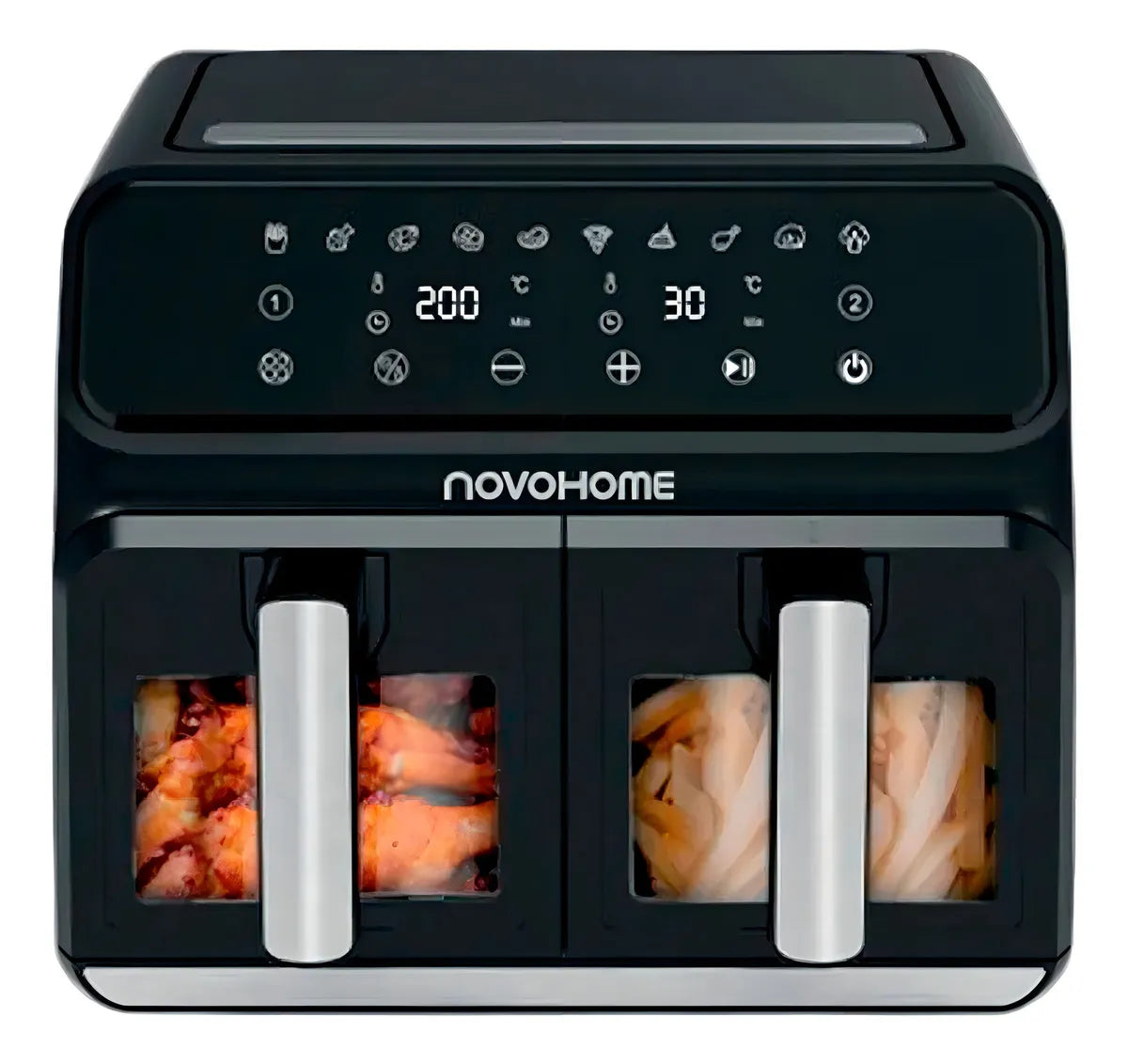 - Aire Freidora Novohome Digital 8Lts Doble Canastos 4+4 1700W NH-AF DUAL 100W