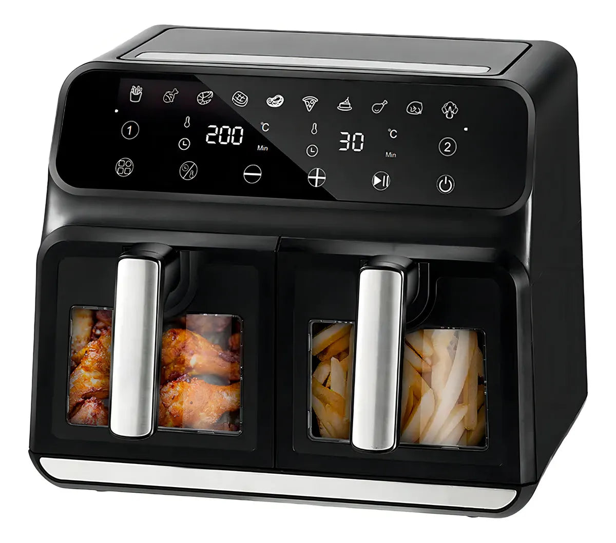 - Aire Freidora Novohome Digital 8Lts Doble Canastos 4+4 1700W NH-AF DUAL 100W