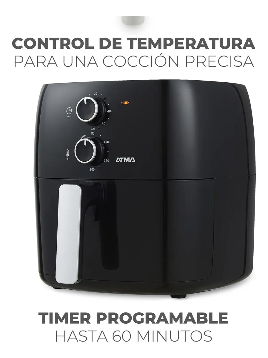 -Freidora De Aire Atma Fr60mabp 1300 W 6.5 L Con Temporizador 