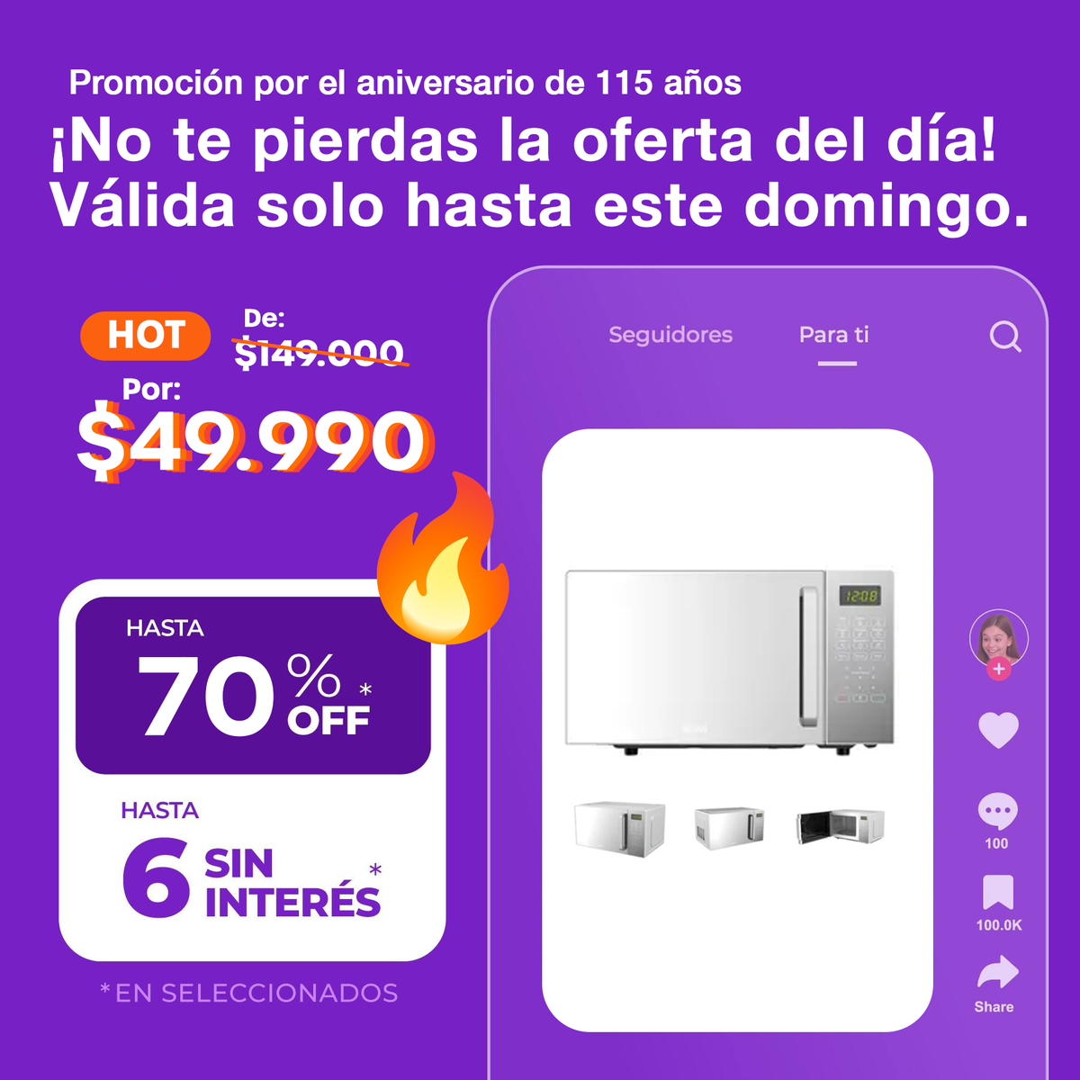 (Promoción de cumpleaños 🔥) Microondas Atma WATDS20UBP 20 Litros