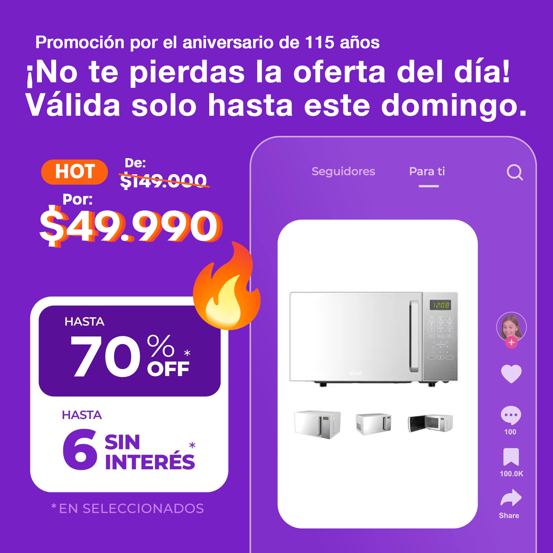 (Promoción Gumpleaños 🔥) Microondas Atma WATDS20UBP 20 Litros