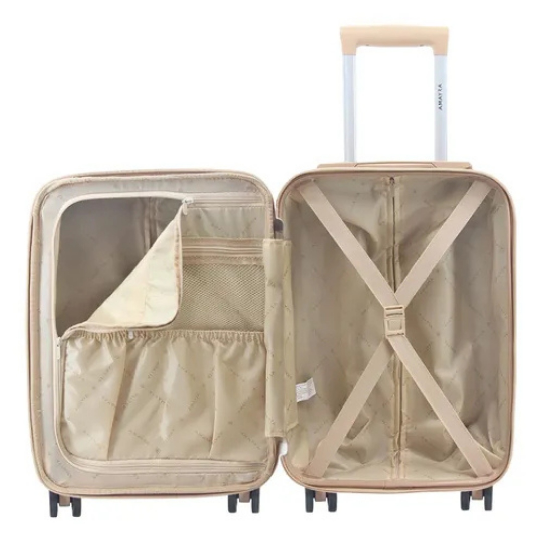 (Promoción 🔥) Valija Amayra Carry On Para Cabina Viaje Avión Equipaje Mujer 20 Pulgadas Reforzada 4 Ruedas 360°.