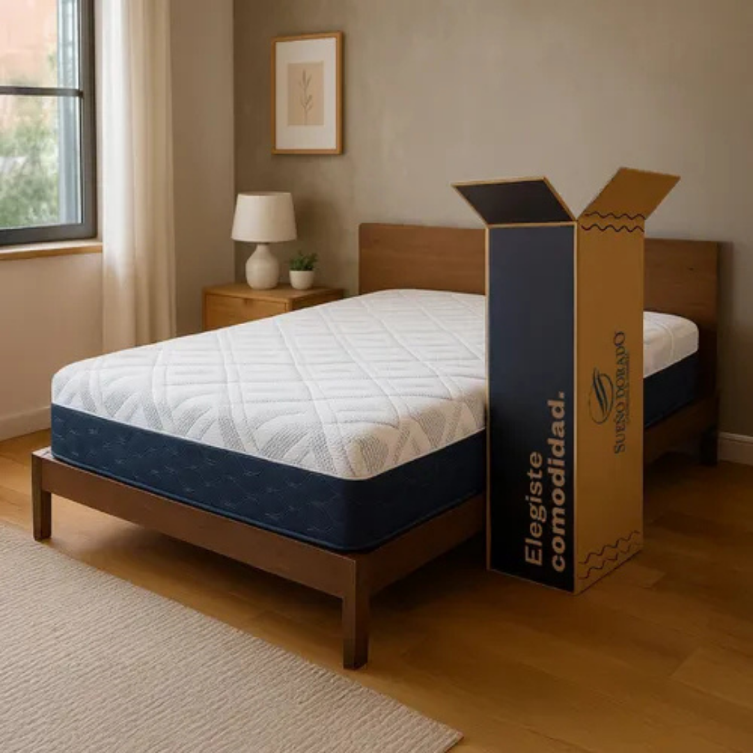 (Promoción 🔥) Colchón en Caja Sueño Dorado Box ROLO 2 Plazas 140x190 Espuma de Alta Densidad