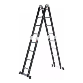 (Promoción 🔥) Escalera de Aluminio 4x4 Articulada 16 Escalones Garden Life Negra Multipropósito