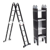 (Promoción 🔥) Escalera de Aluminio 4x4 Articulada 16 Escalones Garden Life Negra Multipropósito