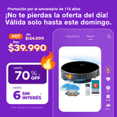 (Promoción de cumpleaños 🔥) Aspirador de pó robô inteligente 115 W com WiFi e 3 modos, base preta 