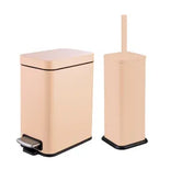 Combo Cesta Basura y Escobilla para Baño Desore Beige