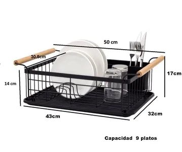 Escurre Platos Cocina Acero Pintado Hogar Actual Negro
