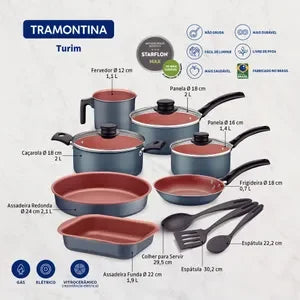 Batería de cocina Tramontina Turim 10 piezas 20298/614 negra