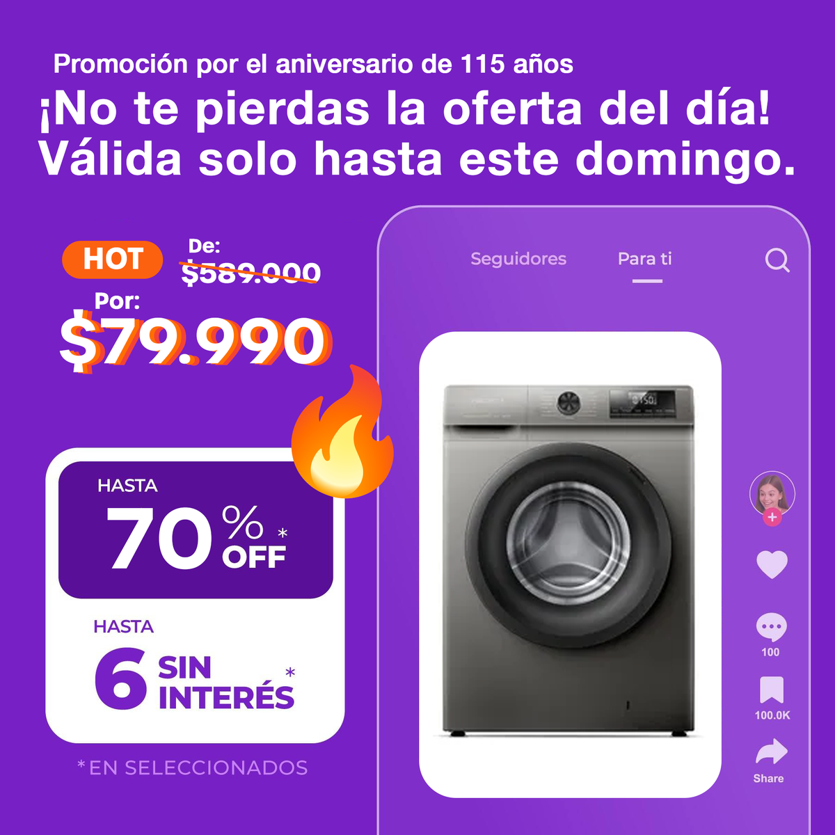 (Promoción de cumpleaños 🔥) Lavarropas Philco Predicta Inverter PHLF8014PI2 8 Kg 1400 RPM