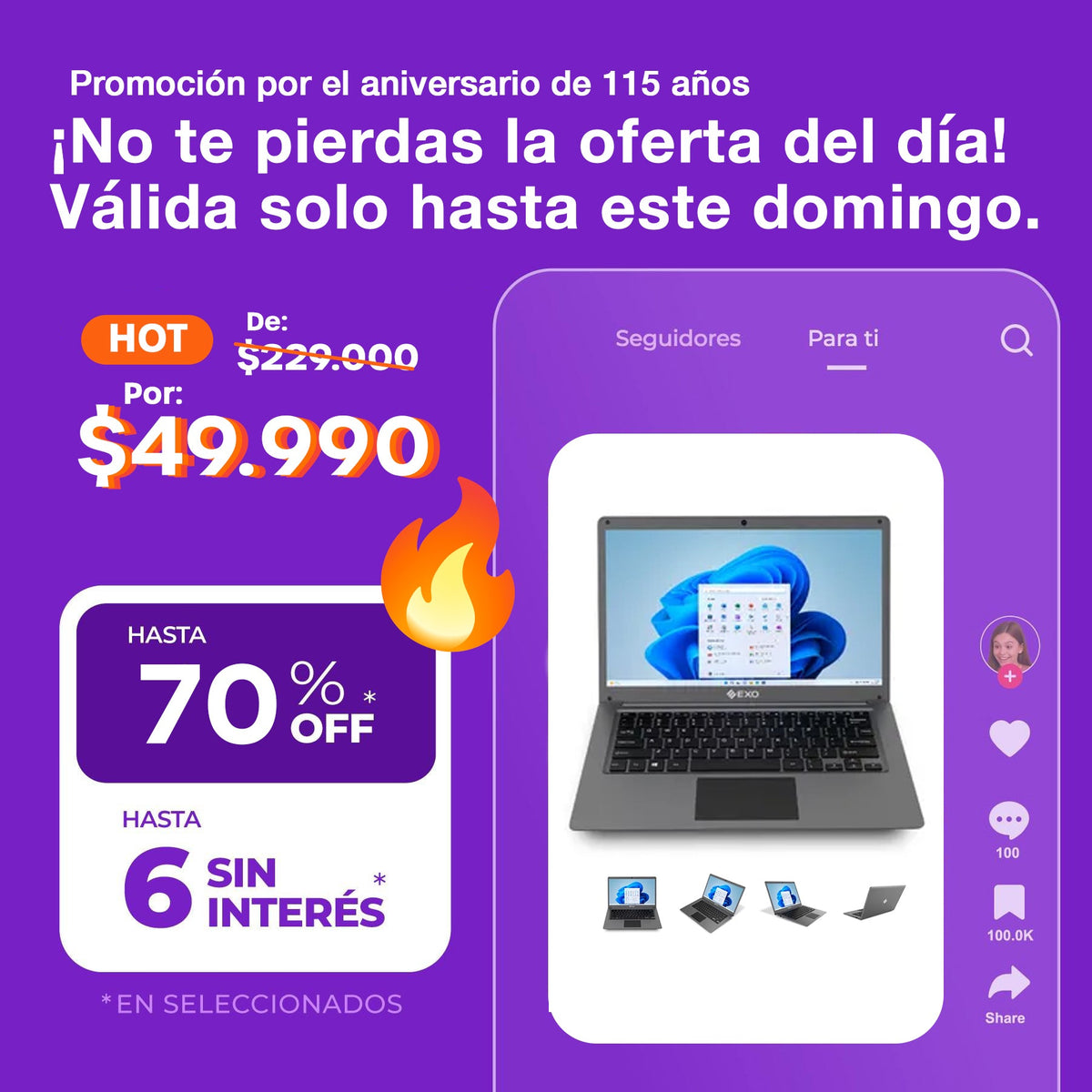 (Promoción de cumpleaños 🔥) Notebook Exo 14" Intel N4020 4GB 128GB SSD Smart XR2 Windows 11