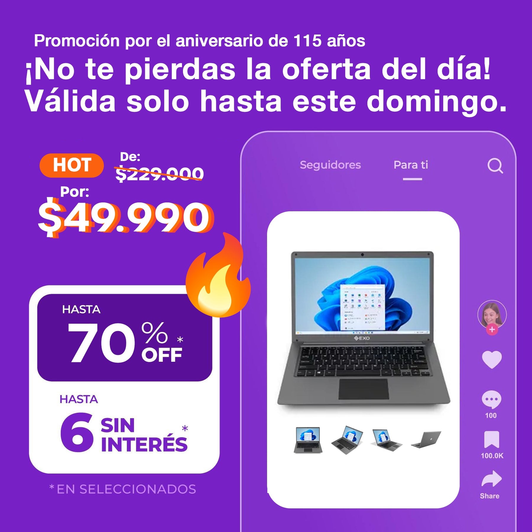 (Promoción de cumplimiento 🔥) Notebook Exo 14" Intel N4020 4GB 128GB SSD Smart XR2 Windows 11